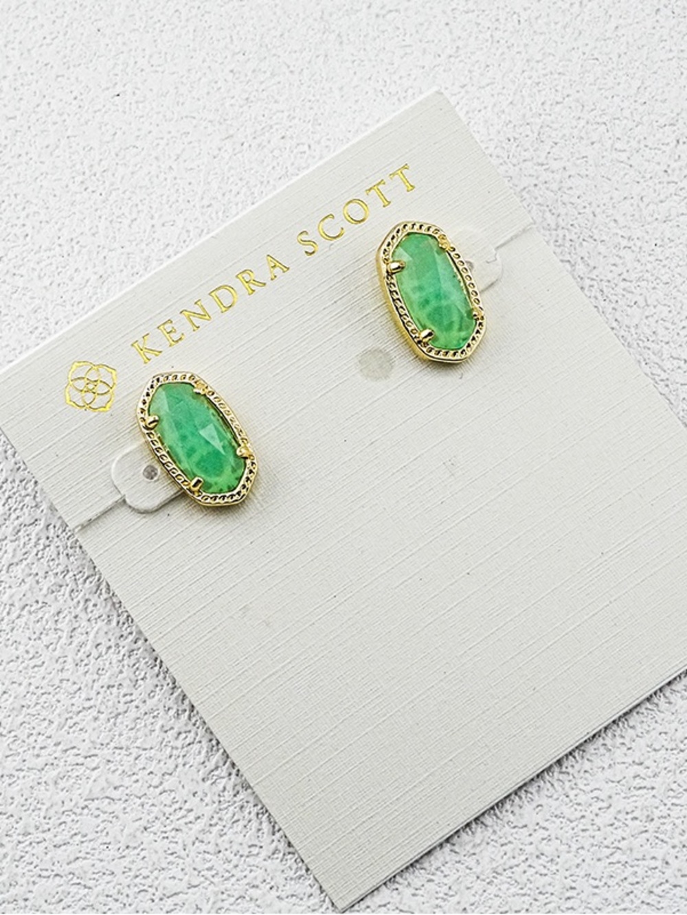 Kendra Scott Green Elisa Faceted Stud Earrings - Gold